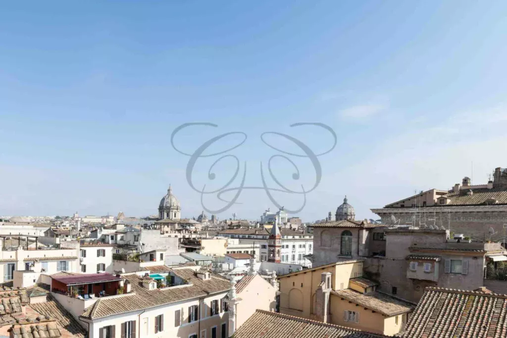 Grande terrazzo panoramico di un appartamento di prestigio in vendita a Roma, Via Giulia, da Class & Country Homes.
