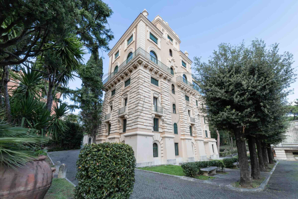 The full exterior of the historic, Brasini-style villa - Class & Country Homes.