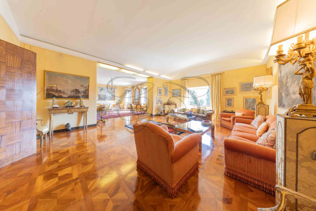 Seating area in the grand living room of the Vigna Clara villa - Class & Country Homes.