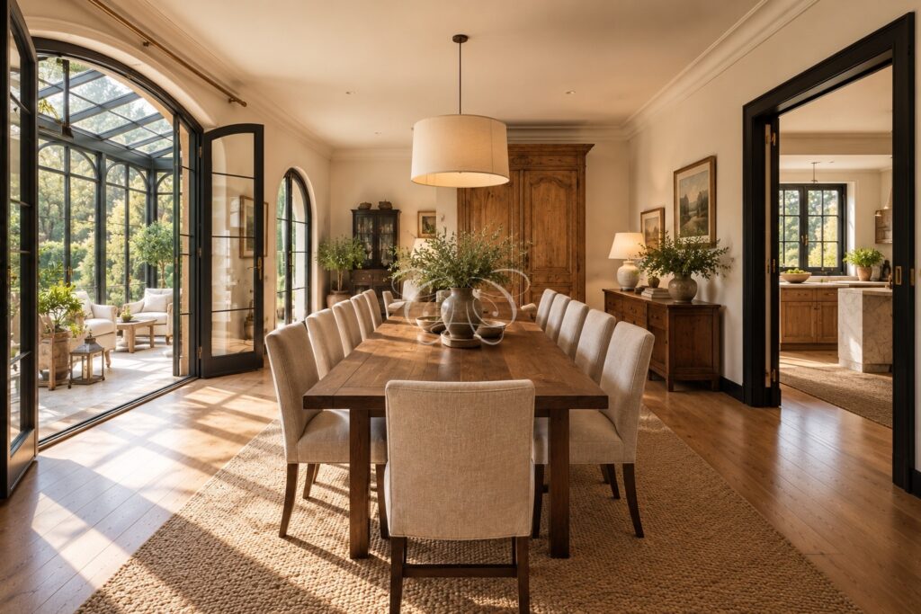 Olgiata Roma villa vendita lusso — sala da pranzo, rendering della ristrutturazione