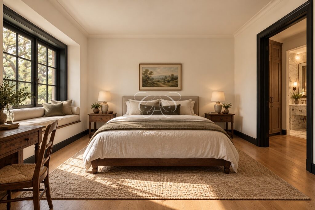 Olgiata Roma villa vendita lusso — camera della terza suite, rendering della ristrutturazione