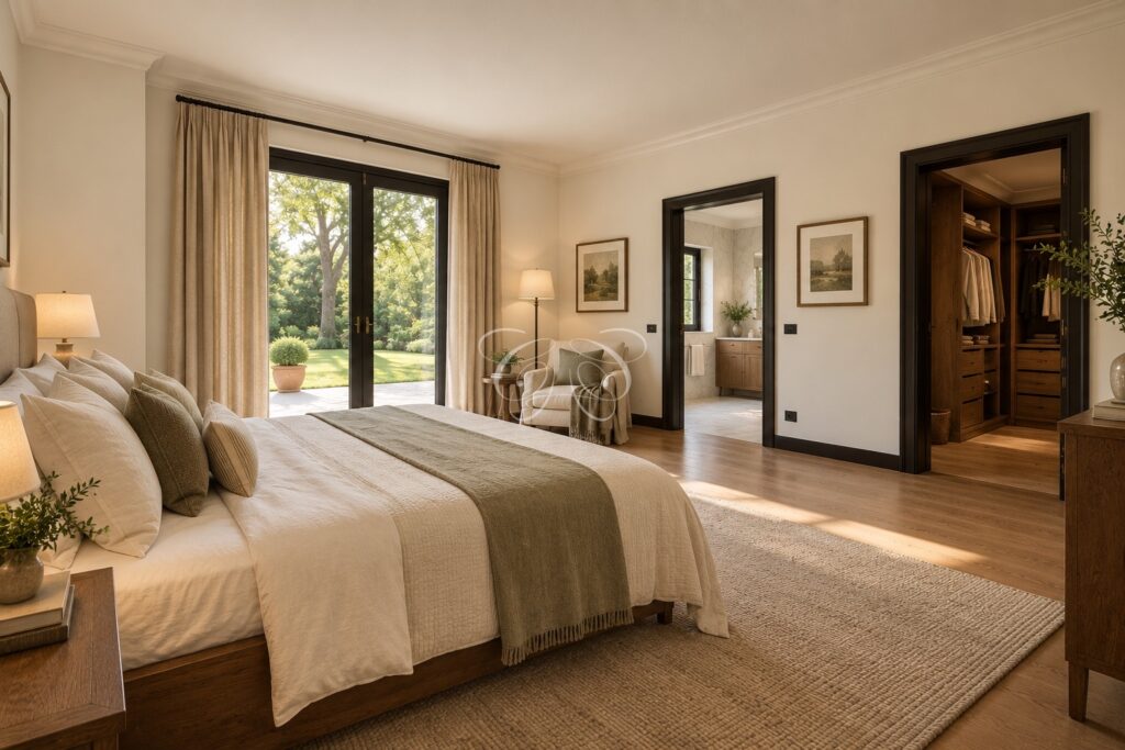 Olgiata Rome luxury villa for sale — bedroom of the fourth suite, renovation rendering