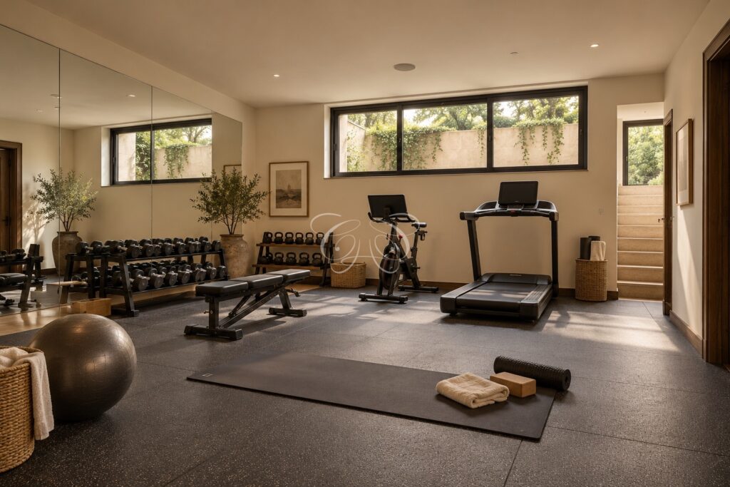 Olgiata Rome luxury villa for sale — gym, renovation rendering